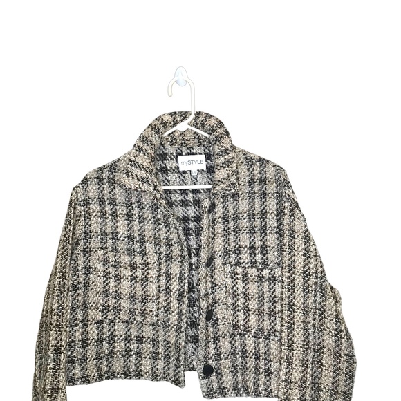 MyStyle Women's Cropped Button-Up Tweed Jacket Size L - Picture 4 of 11